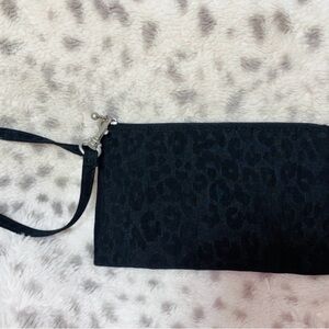 Chic Black Leopard Print Wristlet